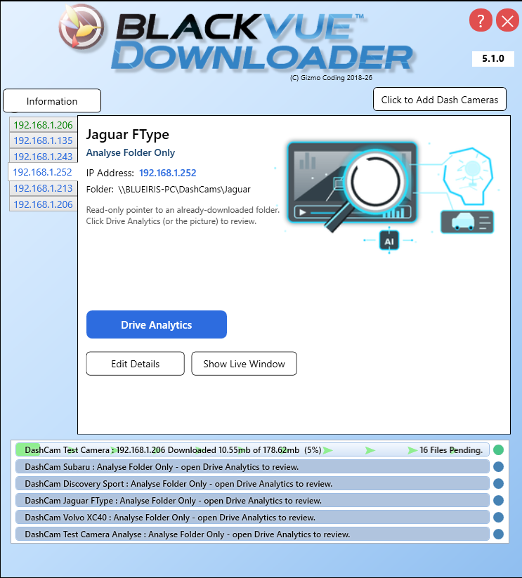 BlackVue Downloader 5.1 &ndash; Analyse Folder Only